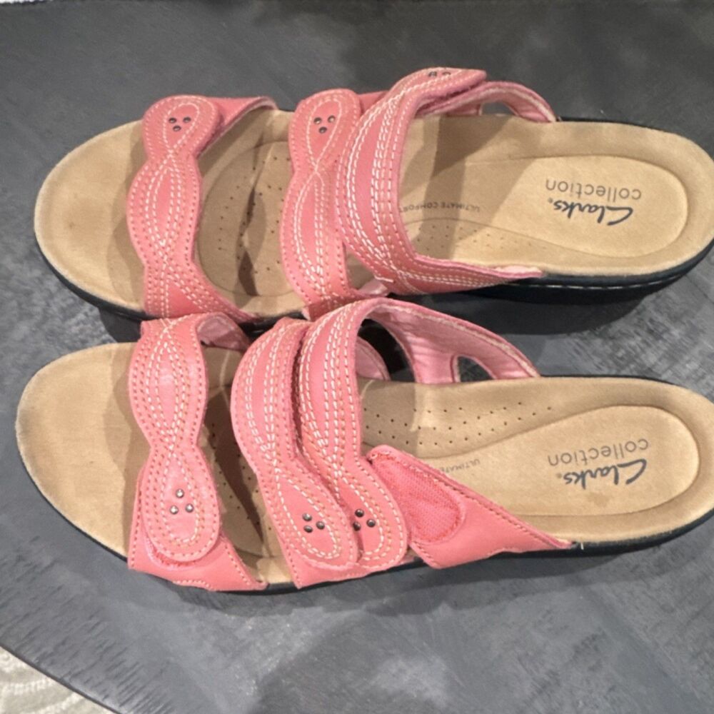 Clarks Sandals | Women's Pink Strappy Hook & Loop Studded EU 41.5 US 10